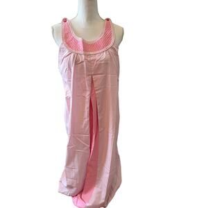 Vintage 60s long romantic Summer Sleeveless Night Gown Pink Stripe